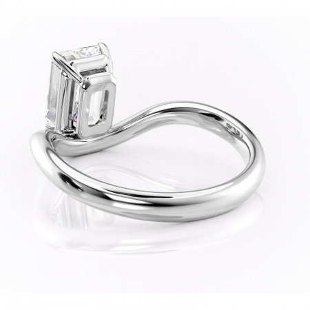 Inel de logodnă Silvara din aur Alb 14kt cu moissanite tăietură smarald – Solitar rafinată pentru profil jos | Personalizează și configurează gratuit online [3]