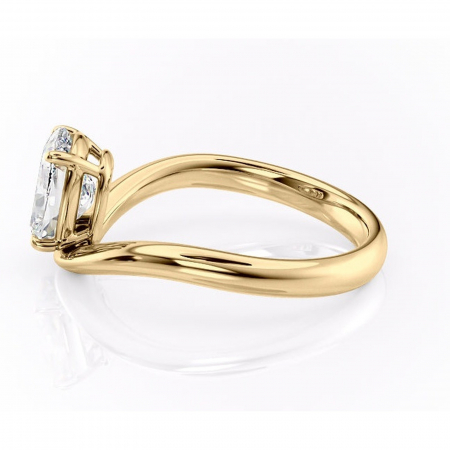 Inel de logodnă Silvara din aur Galben 14kt cu moissanite tăietură pernă – Solitar rafinată pentru profil jos | Personalizează și configurează gratuit online [5]