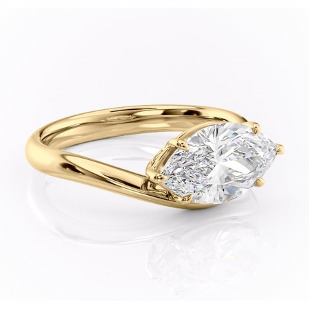 Marquise - Inel de logodnă Silvara din aur Galben 18kt cu moissanite tăietură marquise – Solitar rafinată pentru profil jos | Personalizează și configurează gratuit online