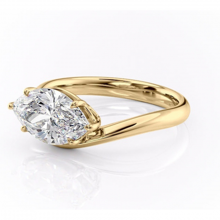 Inel de logodnă Silvara din aur Galben 14kt cu moissanite tăietură marquise – Solitar rafinată pentru profil jos | Personalizează și configurează gratuit online [6]