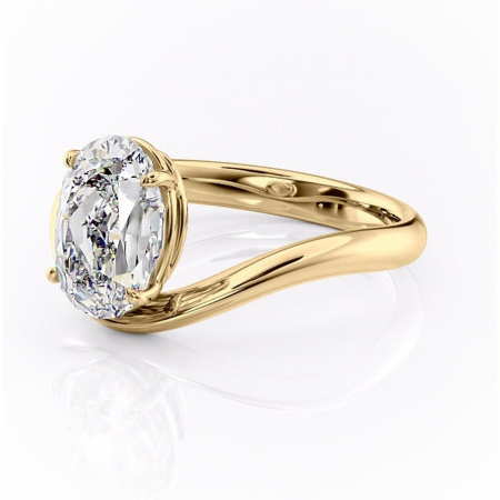 Inel de logodnă Silvara din aur Galben 18kt cu moissanite tăietură ovală – Solitar rafinată pentru profil jos | Personalizează și configurează gratuit online [6]