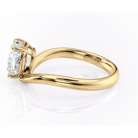 Inel de logodnă Silvara din aur Galben 14kt cu moissanite tăietură pernă – Solitar rafinată pentru profil jos | Personalizează și configurează gratuit online [5]