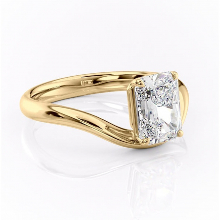Aur galben - Inel de logodnă Silvara din aur Galben 18kt cu moissanite tăietură radiantă – Solitar rafinată pentru profil jos | Personalizează și configurează gratuit online