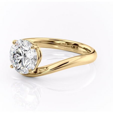 Inel de logodnă Silvara din aur Galben 14kt cu moissanite tăietură rotundă – Solitar rafinată pentru profil jos | Personalizează și configurează gratuit online [6]