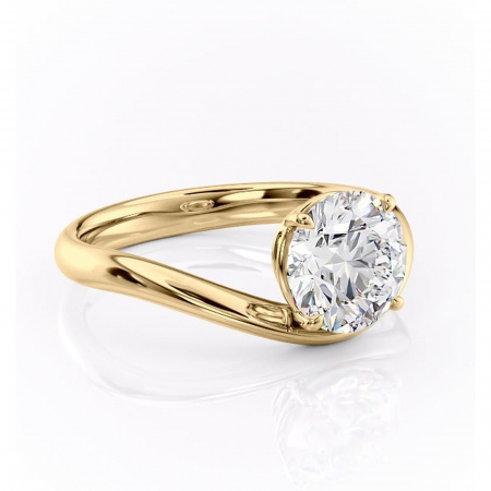 Aur galben - Inel de logodnă Silvara din aur Galben 14kt cu moissanite tăietură rotundă – Solitar rafinată pentru profil jos | Personalizează și configurează gratuit online