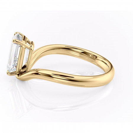 Inel de logodnă Silvara din aur Galben 14kt cu moissanite tăietură smarald – Solitar rafinată pentru profil jos | Personalizează și configurează gratuit online [5]