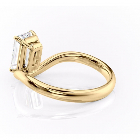 Inel de logodnă Silvara din aur Galben 14kt cu moissanite tăietură smarald – Solitar rafinată pentru profil jos | Personalizează și configurează gratuit online [4]