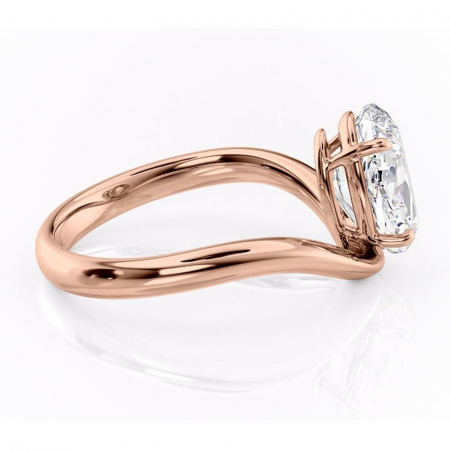 Inel de logodnă Silvara din aur Rose 14kt cu moissanite tăietură ovală – Solitar rafinată pentru profil jos | Personalizează și configurează gratuit online [1]