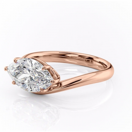 Inel de logodnă Silvara din aur Rose 14kt cu moissanite tăietură marquise – Solitar rafinată pentru profil jos | Personalizează și configurează gratuit online [6]