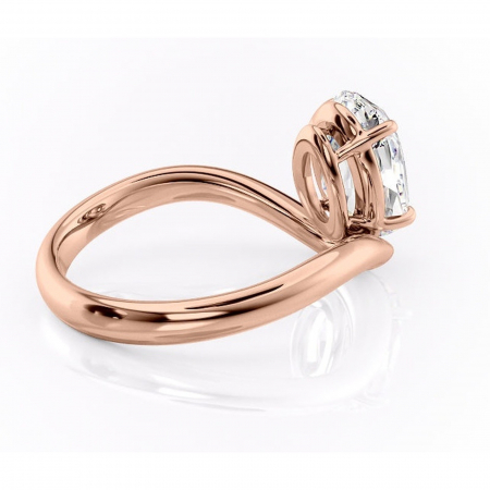 Inel de logodnă Silvara din aur Rose 18kt cu moissanite tăietură ovală – Solitar rafinată pentru profil jos | Personalizează și configurează gratuit online [2]