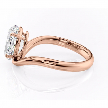 Inel de logodnă Silvara din aur Rose 18kt cu moissanite tăietură ovală – Solitar rafinată pentru profil jos | Personalizează și configurează gratuit online [5]