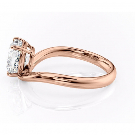 Inel de logodnă Silvara din aur Rose 14kt cu moissanite tăietură pernă – Solitar rafinată pentru profil jos | Personalizează și configurează gratuit online [5]