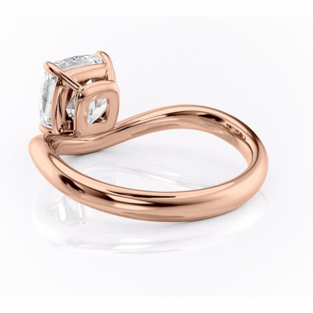 Inel de logodnă Silvara din aur Rose 14kt cu moissanite tăietură pernă – Solitar rafinată pentru profil jos | Personalizează și configurează gratuit online [3]