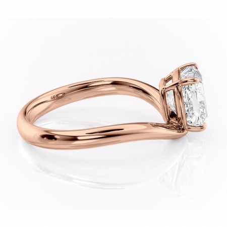 Inel de logodnă Silvara din aur Rose 14kt cu moissanite tăietură pernă – Solitar rafinată pentru profil jos | Personalizează și configurează gratuit online [1]