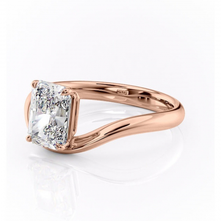 Inel de logodnă Silvara din aur Rose 14kt cu moissanite tăietură radiantă – Solitar rafinată pentru profil jos | Personalizează și configurează gratuit online [6]