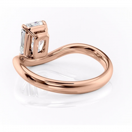 Inel de logodnă Silvara din aur Rose 14kt cu moissanite tăietură radiantă – Solitar rafinată pentru profil jos | Personalizează și configurează gratuit online [3]