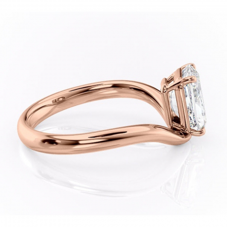 Inel de logodnă Silvara din aur Rose 14kt cu moissanite tăietură radiantă – Solitar rafinată pentru profil jos | Personalizează și configurează gratuit online [1]
