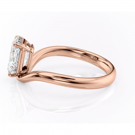 Inel de logodnă Silvara din aur Rose 14kt cu moissanite tăietură radiantă – Solitar rafinată pentru profil jos | Personalizează și configurează gratuit online [5]