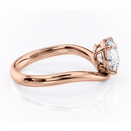 Inel de logodnă Silvara din aur Rose 14kt cu moissanite tăietură rotundă – Solitar rafinată pentru profil jos | Personalizează și configurează gratuit online [1]
