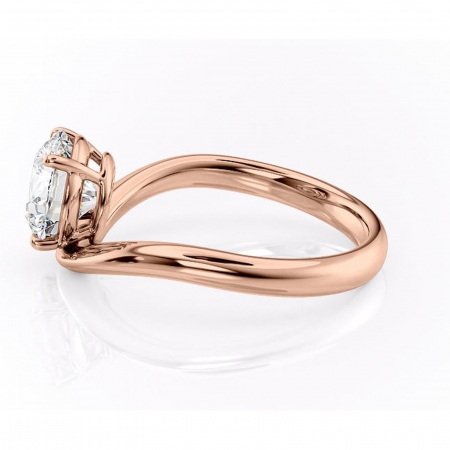 Inel de logodnă Silvara din aur Rose 14kt cu moissanite tăietură rotundă – Solitar rafinată pentru profil jos | Personalizează și configurează gratuit online [5]