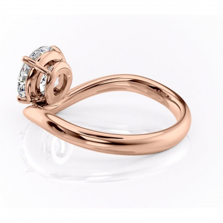 Inel de logodnă Silvara din aur Rose 14kt cu moissanite tăietură rotundă – Solitar rafinată pentru profil jos | Personalizează și configurează gratuit online [4]