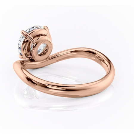 Inel de logodnă Silvara din aur Rose 14kt cu moissanite tăietură rotundă – Solitar rafinată pentru profil jos | Personalizează și configurează gratuit online [3]