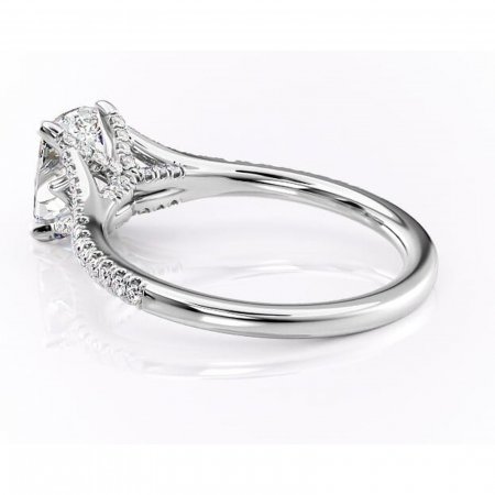Inel de logodnă Skye din aur Alb 14kt cu moissanite tăietură asscher – Montură pavé rafinată pentru profil înalt | Personalizează și configurează gratuit online [4]