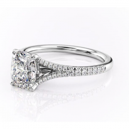 Inel de logodnă Skye din aur Alb 14kt cu moissanite tăietură asscher – Montură pavé rafinată pentru profil înalt | Personalizează și configurează gratuit online [6]