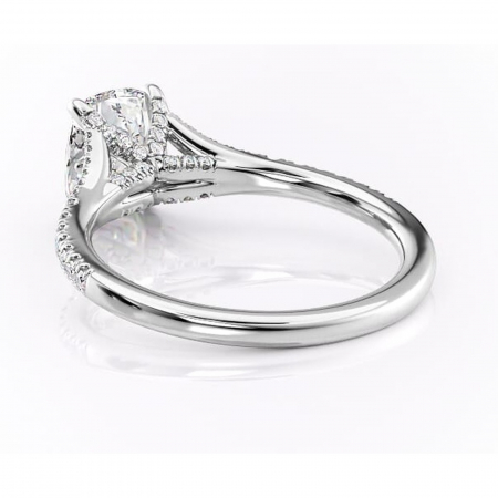 Inel de logodnă Skye din aur Alb 14kt cu moissanite tăietură asscher – Montură pavé rafinată pentru profil înalt | Personalizează și configurează gratuit online [3]