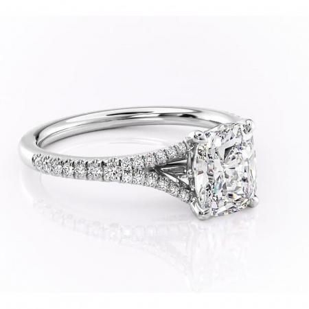 Pernă alungită - Inel de logodnă Skye din aur Alb 14kt cu moissanite tăietură asscher – Montură pavé rafinată pentru profil înalt | Personalizează și configurează gratuit online