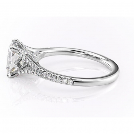 Inel de logodnă Skye din aur Alb 14kt cu moissanite tăietură asscher – Montură pavé rafinată pentru profil înalt | Personalizează și configurează gratuit online [5]