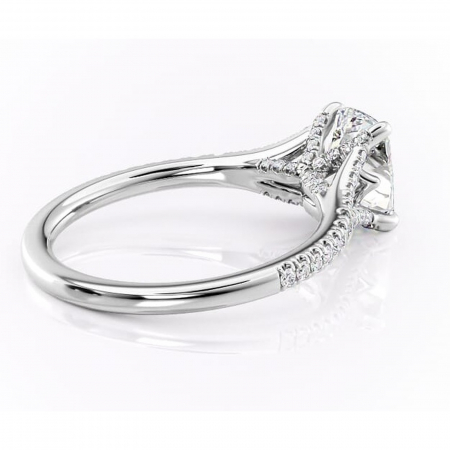Inel de logodnă Skye din aur Alb 14kt cu moissanite tăietură asscher – Montură pavé rafinată pentru profil înalt | Personalizează și configurează gratuit online [2]