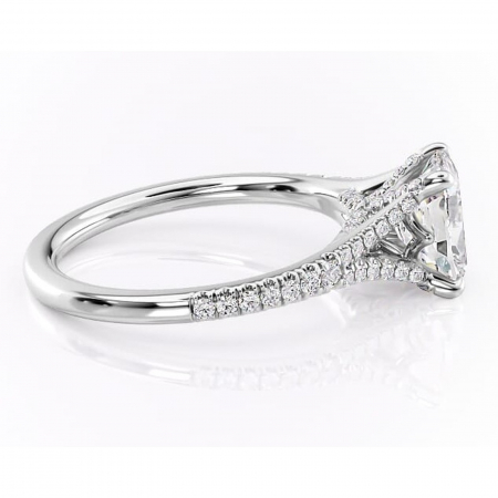Inel de logodnă Skye din aur Alb 14kt cu moissanite tăietură asscher – Montură pavé rafinată pentru profil înalt | Personalizează și configurează gratuit online [1]