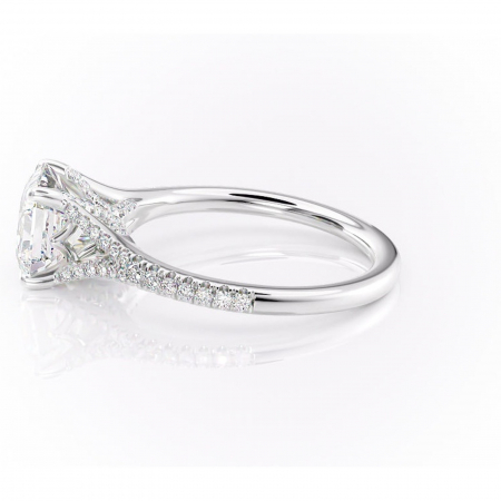 Inel de logodnă Skye din aur Alb 14kt cu moissanite tăietură asscher – Montură pavé rafinată pentru profil înalt | Personalizează și configurează gratuit online [5]