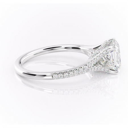 Inel de logodnă Skye din aur Alb 14kt cu moissanite tăietură asscher – Montură pavé rafinată pentru profil înalt | Personalizează și configurează gratuit online [1]