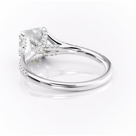 Inel de logodnă Skye din aur Alb 14kt cu moissanite tăietură asscher – Montură pavé rafinată pentru profil înalt | Personalizează și configurează gratuit online [3]