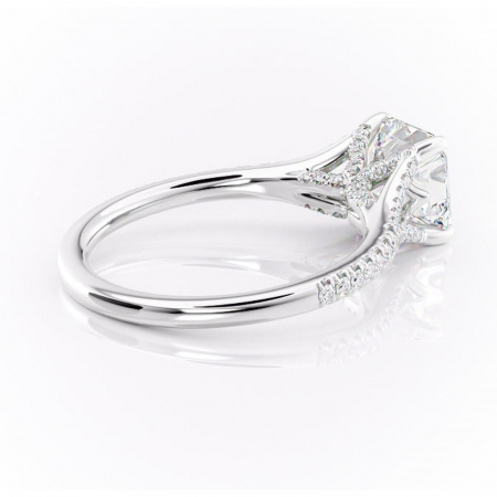 Inel de logodnă Skye din aur Alb 14kt cu moissanite tăietură asscher – Montură pavé rafinată pentru profil înalt | Personalizează și configurează gratuit online [2]