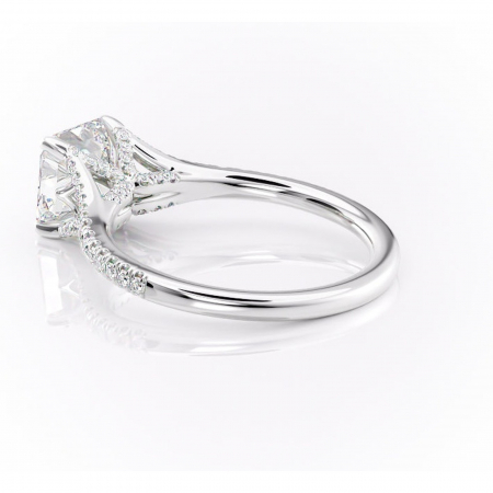 Inel de logodnă Skye din aur Alb 14kt cu moissanite tăietură asscher – Montură pavé rafinată pentru profil înalt | Personalizează și configurează gratuit online [4]
