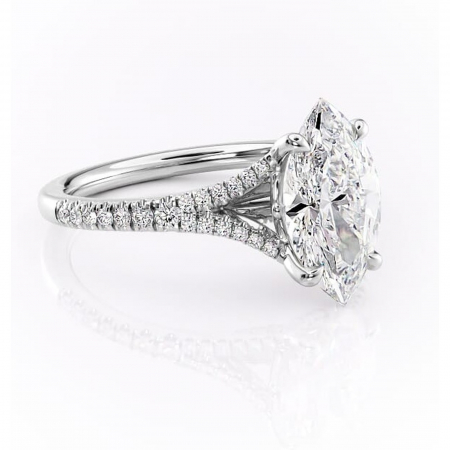 Marquise - Inel de logodnă Skye din aur Alb 14kt cu moissanite tăietură marquise – Montură pavé rafinată pentru profil înalt | Personalizează și configurează gratuit online