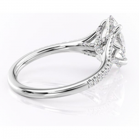 Inel de logodnă Skye din aur Alb 14kt cu moissanite tăietură marquise – Montură pavé rafinată pentru profil înalt | Personalizează și configurează gratuit online [2]