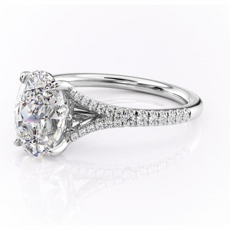 Inel de logodnă Skye din aur Alb 14kt cu moissanite tăietură ovală – Montură pavé rafinată pentru profil înalt | Personalizează și configurează gratuit online [6]