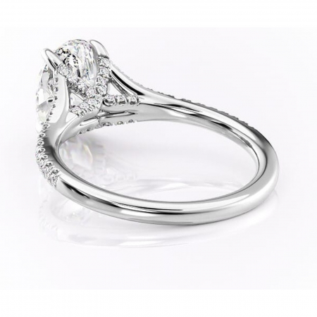 Inel de logodnă Skye din aur Alb 14kt cu moissanite tăietură ovală – Montură pavé rafinată pentru profil înalt | Personalizează și configurează gratuit online [3]