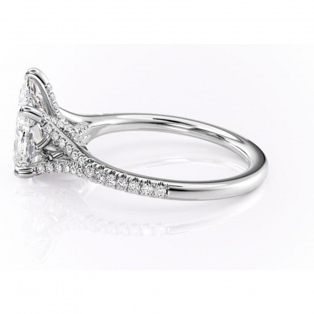 Inel de logodnă Skye din aur Alb 14kt cu moissanite tăietură pară – Montură pavé rafinată pentru profil înalt | Personalizează și configurează gratuit online [5]