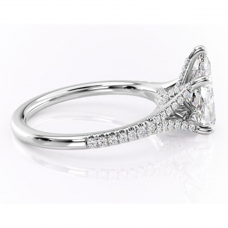 Inel de logodnă Skye din aur Alb 14kt cu moissanite tăietură pară – Montură pavé rafinată pentru profil înalt | Personalizează și configurează gratuit online [1]