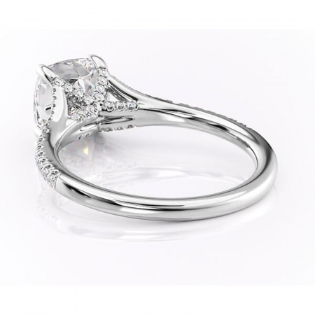 Inel de logodnă Skye din aur Alb 14kt cu moissanite tăietură pernă – Montură pavé rafinată pentru profil înalt | Personalizează și configurează gratuit online [3]