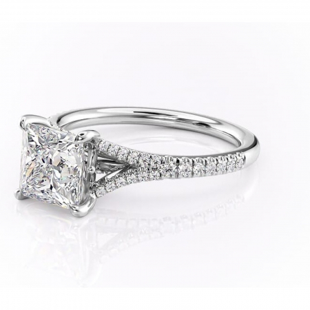 Inel de logodnă Skye din aur Alb 14kt cu moissanite tăietură princess – Montură pavé rafinată pentru profil înalt | Personalizează și configurează gratuit online [6]