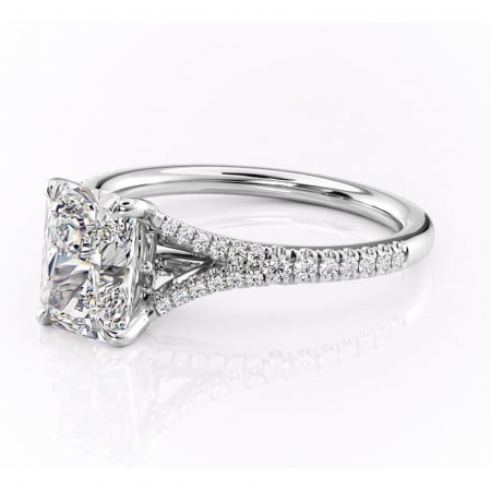 Inel de logodnă Skye din aur Alb 14kt cu moissanite tăietură radiantă – Montură pavé rafinată pentru profil înalt | Personalizează și configurează gratuit online [6]