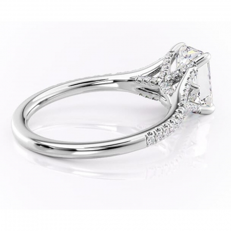 Inel de logodnă Skye din aur Alb 14kt cu moissanite tăietură radiantă – Montură pavé rafinată pentru profil înalt | Personalizează și configurează gratuit online [2]