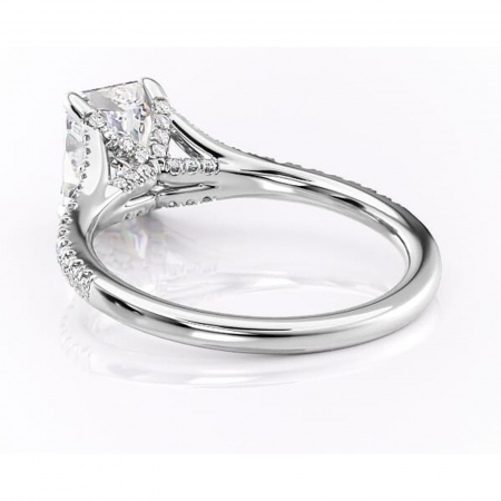 Inel de logodnă Skye din aur Alb 14kt cu moissanite tăietură radiantă – Montură pavé rafinată pentru profil înalt | Personalizează și configurează gratuit online [3]