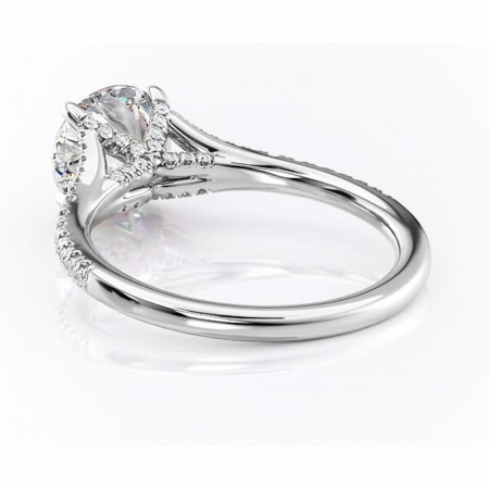 Inel de logodnă Skye din aur Alb 14kt cu moissanite tăietură rotundă – Montură pavé rafinată pentru profil înalt | Personalizează și configurează gratuit online [3]